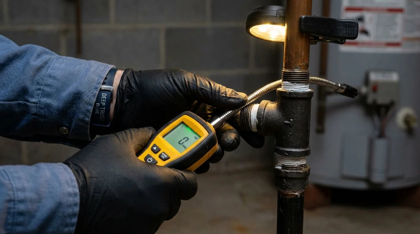 Gas leak detection with electronic sniffer by Johns Plumbing LLC in Poway