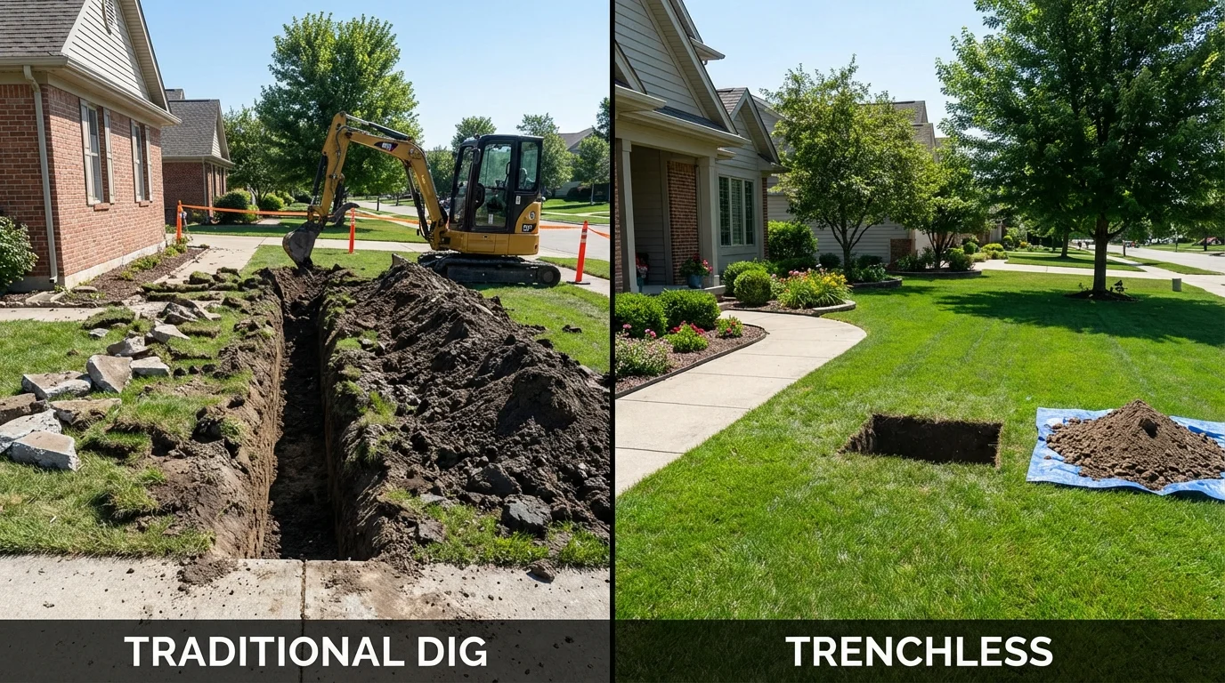 Trenchless sewer repair with minimal yard damage versus traditional excavation in Poway, CA